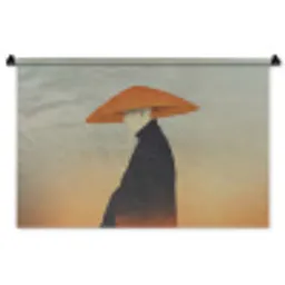 Minimalistisch - Silhouet - Oranje Wandkleed katoen middel -zz3d