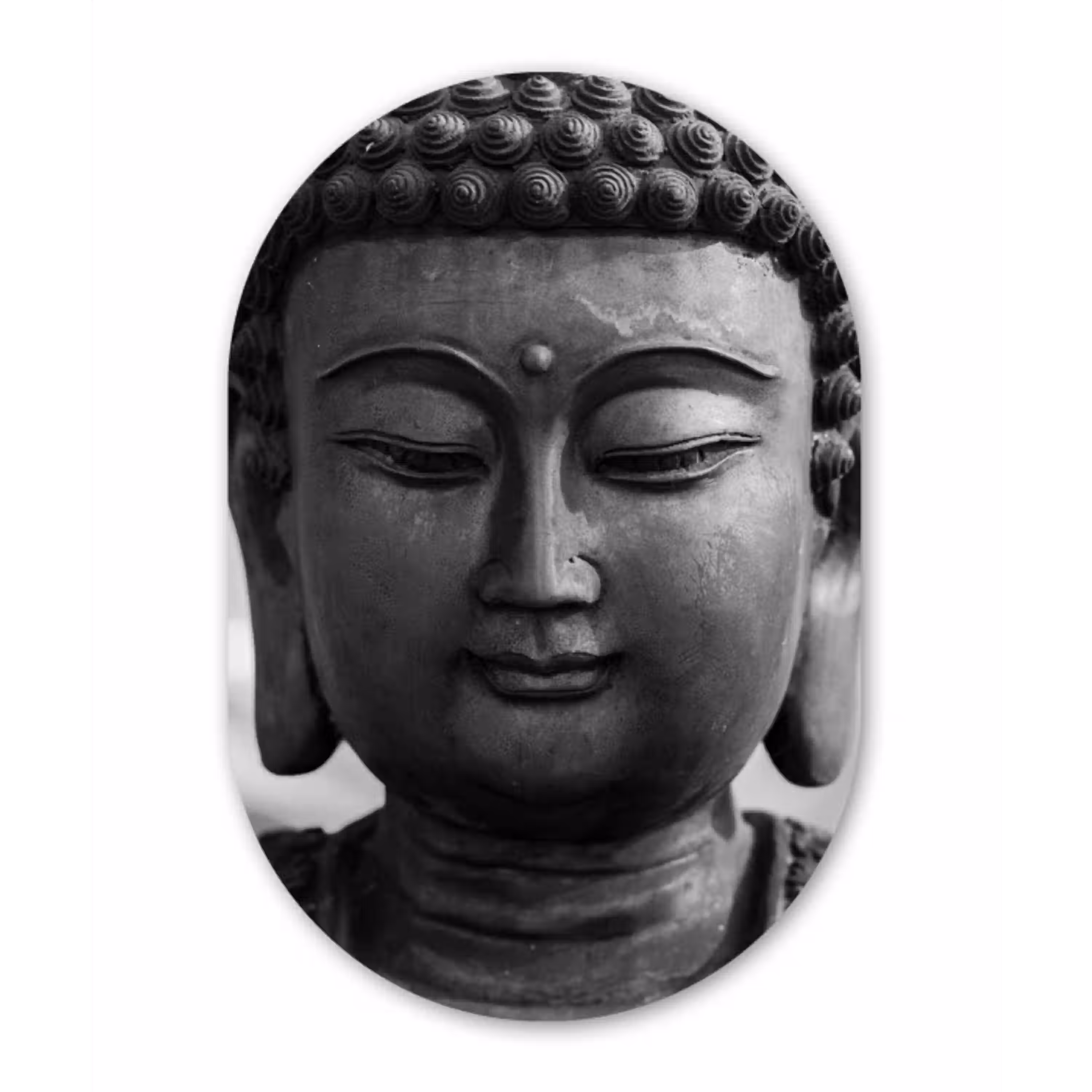 Boeddha - Grijs - Spiritualiteit - Buddha beeld - Religie Wandcirkel Ovaal Forex klein -3d