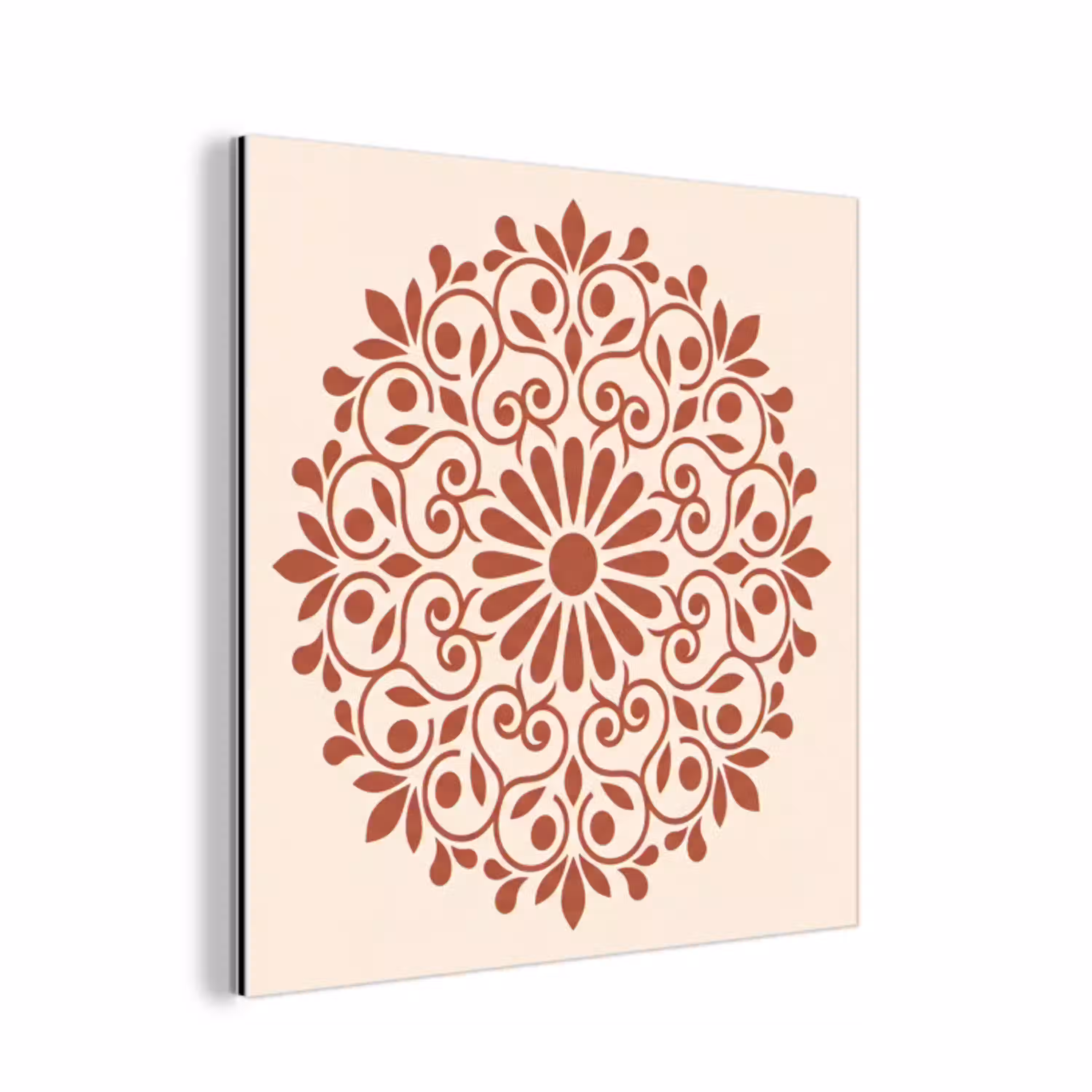 Decoratie - Cirkel - Symmetrisch - Modern - Roodbruin aluminium wit klein -3d