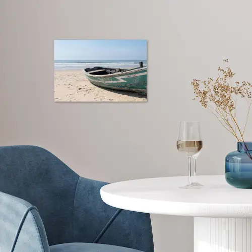 Boot - Zandstrand - Zee poster papier klein -sfeer3