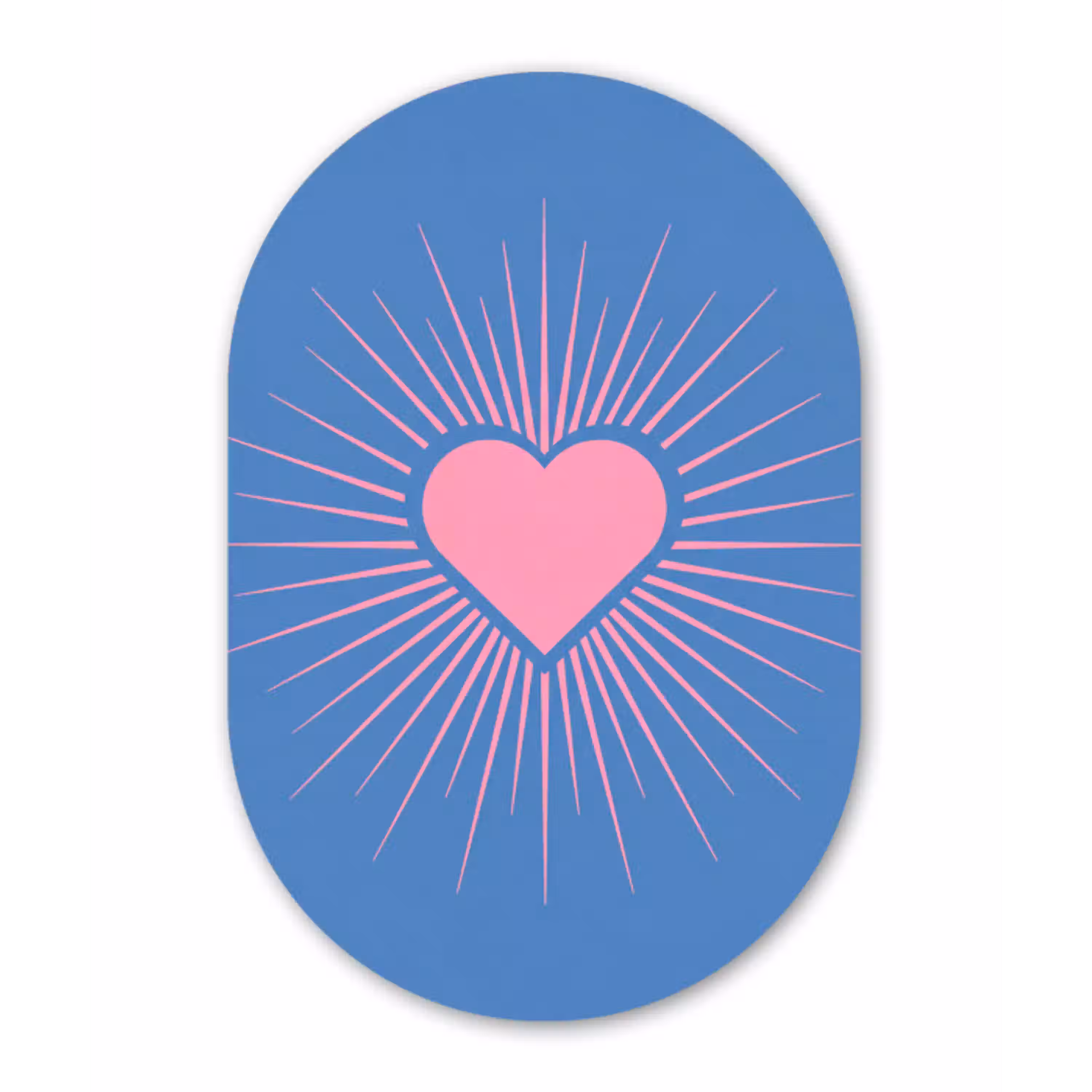 Hart - Stralen - Liefde - Modern - Roze Wandcirkel Ovaal Aluminium middel -3d