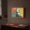 Vrouw - Rode lippen - Abstracte kleurvlakken - Popartuistraling Light Box met batterij (Wandlamp) middel -sfeer1