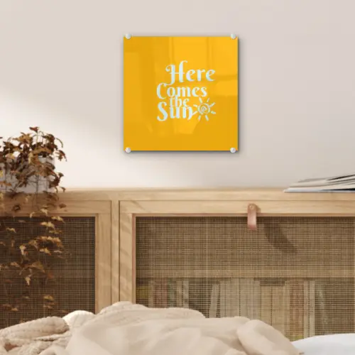 Geel - Blauw - Here comes the sun plexiglas 5mm klein -sfeer4