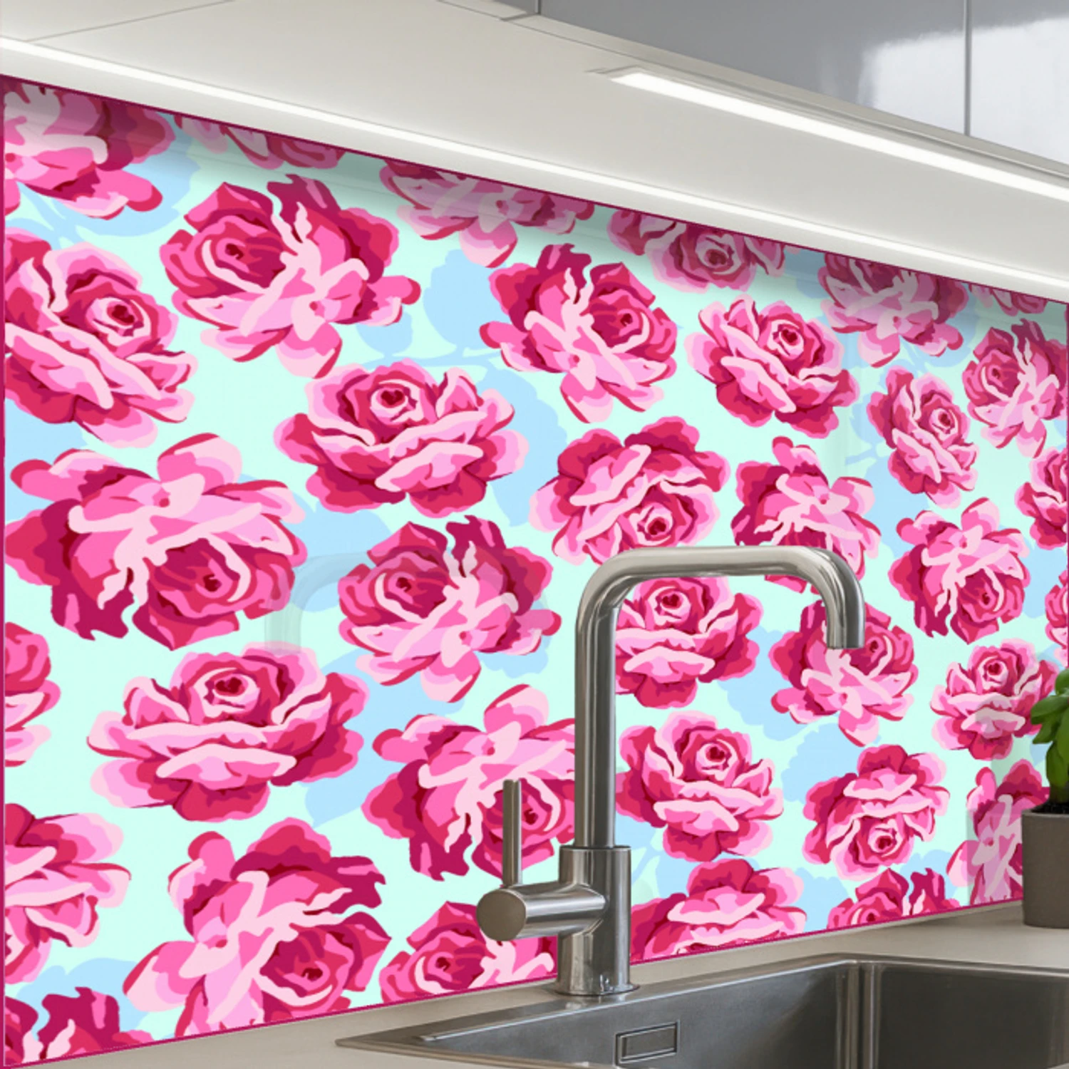 Bloemen - Rozen - Patroon keuken achterwand 2 middel 865 -zzzz3d_schuin