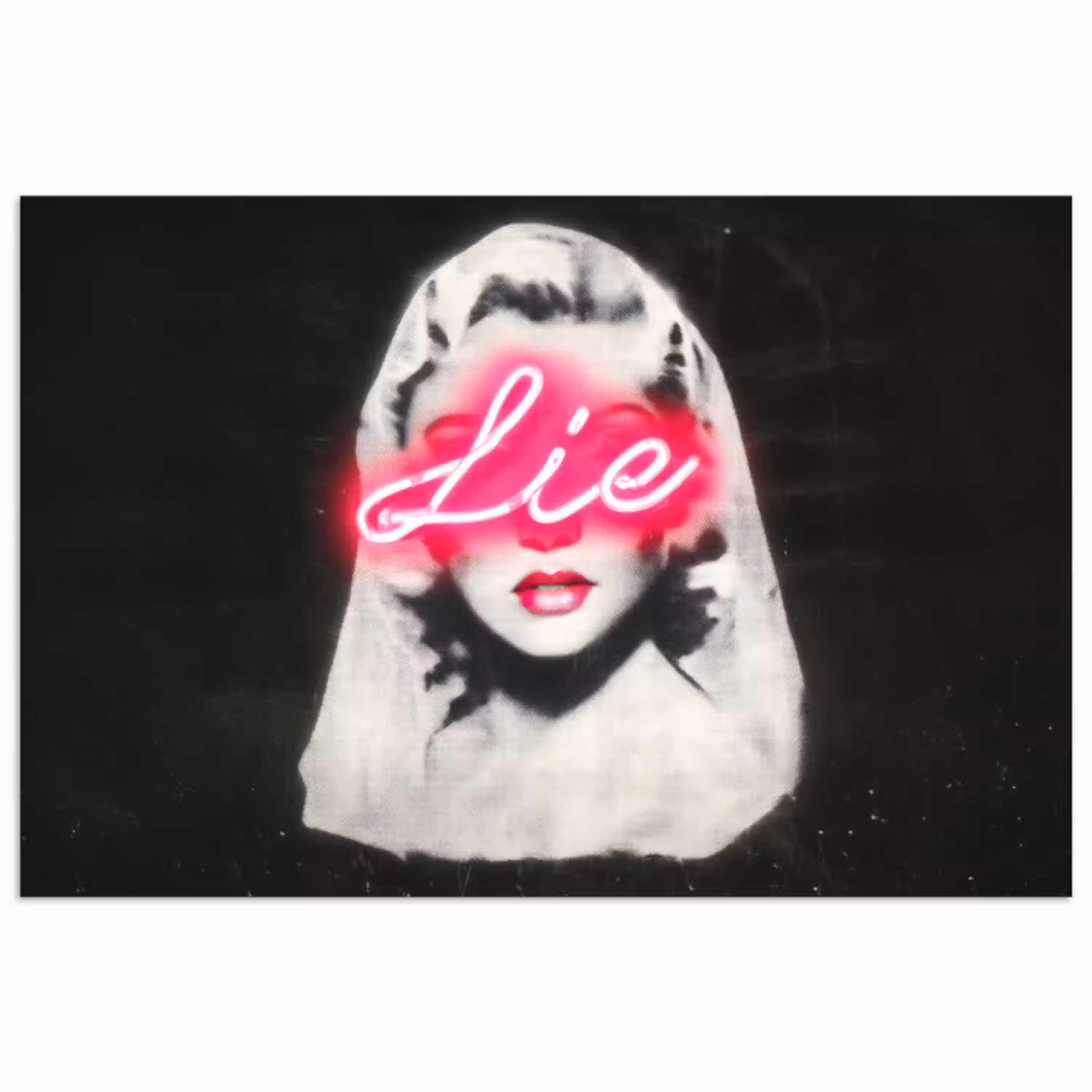 Neon - Letters - Vintage - Vrouw poster papier klein -3d