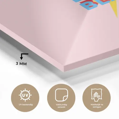 Blah - Bliksem - Roze plexiglas 5mm klein -sfeer2
