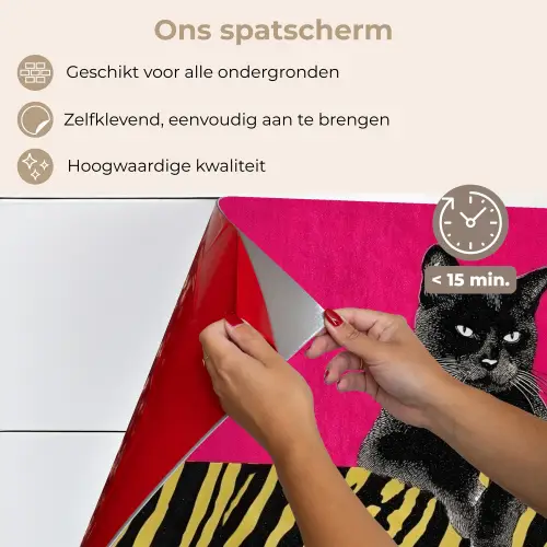 Kat - Baas - Roze - Tijgerprint keuken achterwand spatscherm klein -spatscherm_NL
