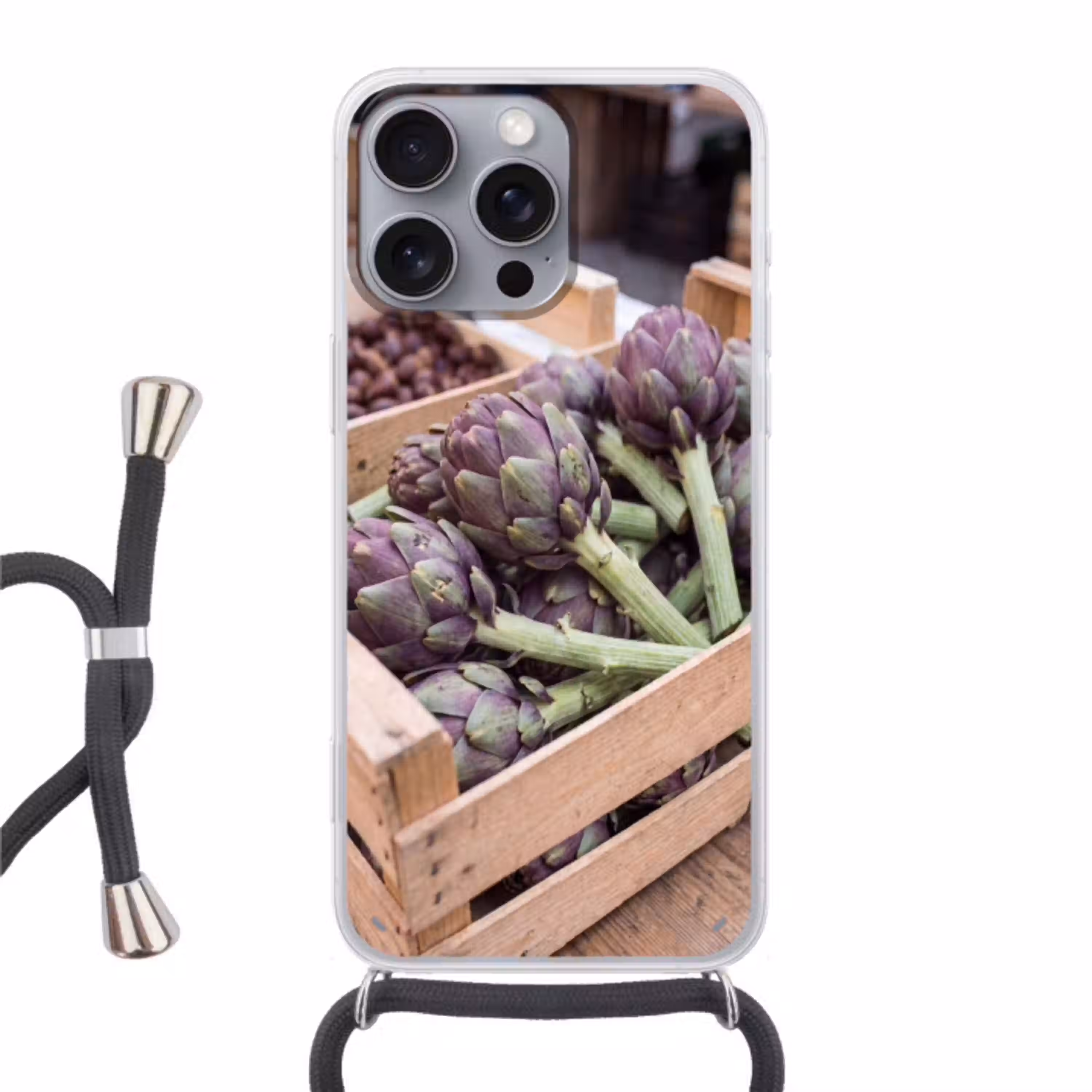 Groenten - Markt - Vers Hoesje iPhone 16 Pro Max met koord klein -3d