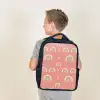 Regenboog - Hartjes - Patronen - Girl - Roze - Kinderen Rugzak - Zwart middel -sfeer2