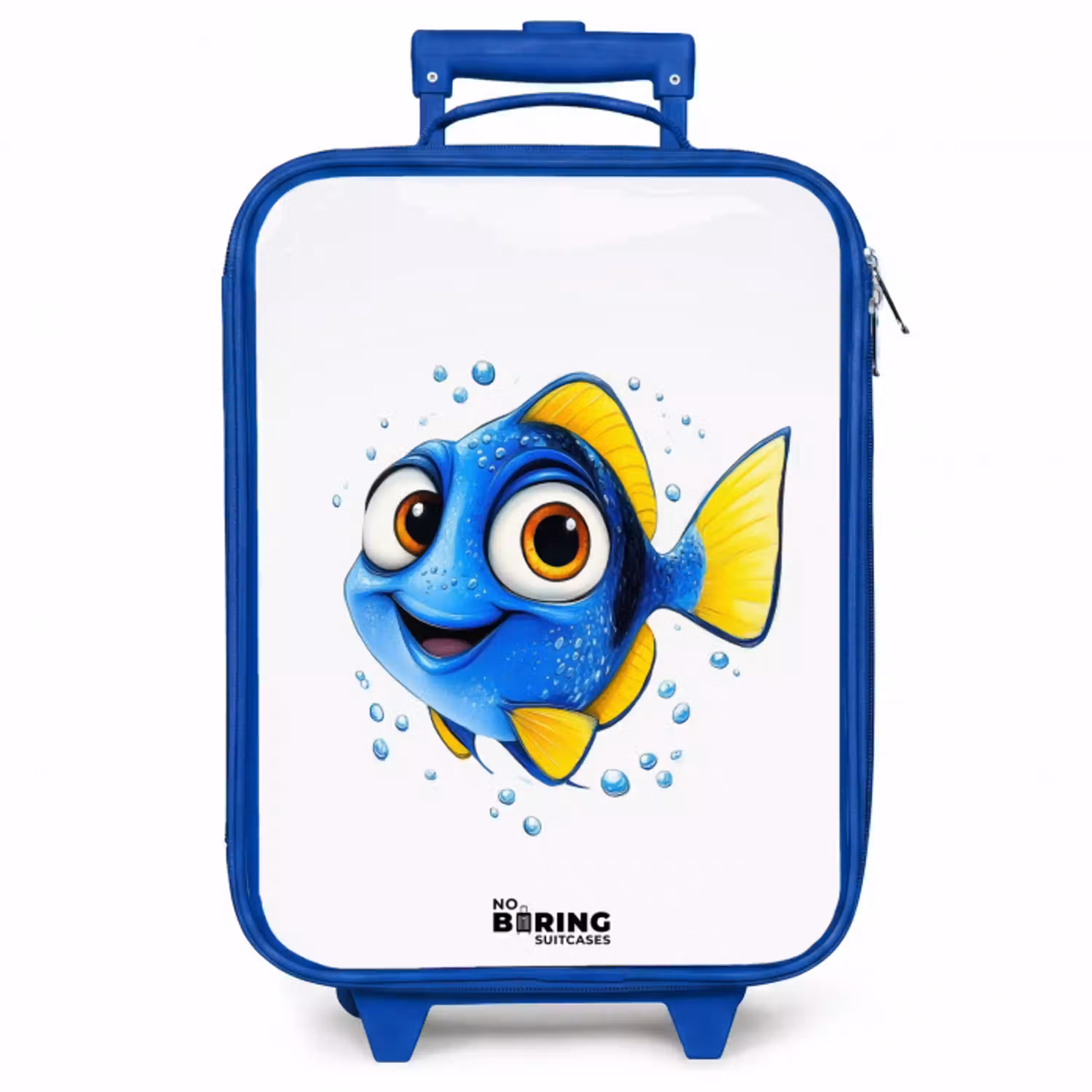 Blauwe vis met gele vinnen en vrolijke blik Kinderkoffer - Blauw klein -zzz_website3d