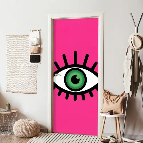 Minimalistisch - Oog - Roze deurposter klein -sfeer6