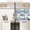 Huizen - Bomen - Water - Vogels - Blauw keuken achterwand 2 middel 871 -voor-na2_NL