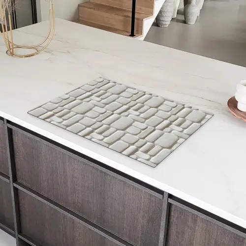Reliëf - Structuur - Wit Inductie beschermer vinyl 3mm klein 276 -sfeer8