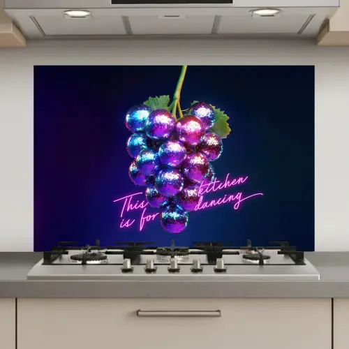 Quote - Neon - Disco - Druiven keuken achterwand spatscherm klein -3d_website