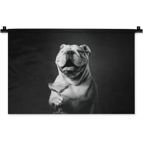 Buldog - Hond - Glas Wandkleed katoen klein -zz3d