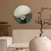 Hoed - Vrouw - Beige Wandcirkel kunststof plaat 5mm dik klein -sfeer1