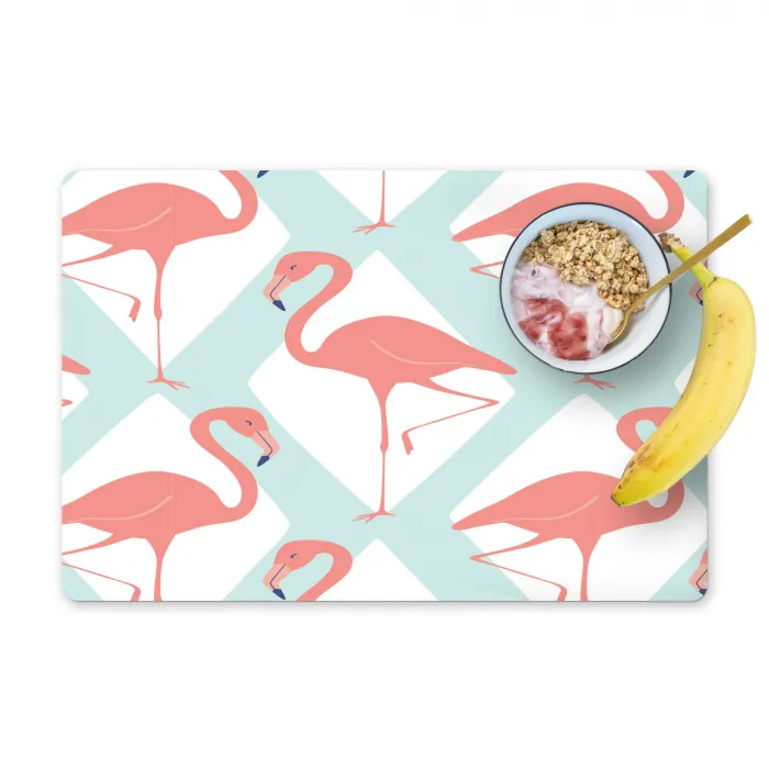 Flamingo - Mintgroen - Ruit Placemat vinyl groot 368 -zzzproduct_Kitchenyeah-website