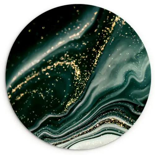 Marmerlook - Goud - Groen - Glitter - Design - Marmer Wandcirkel kunststof plaat 5mm dik klein -3d