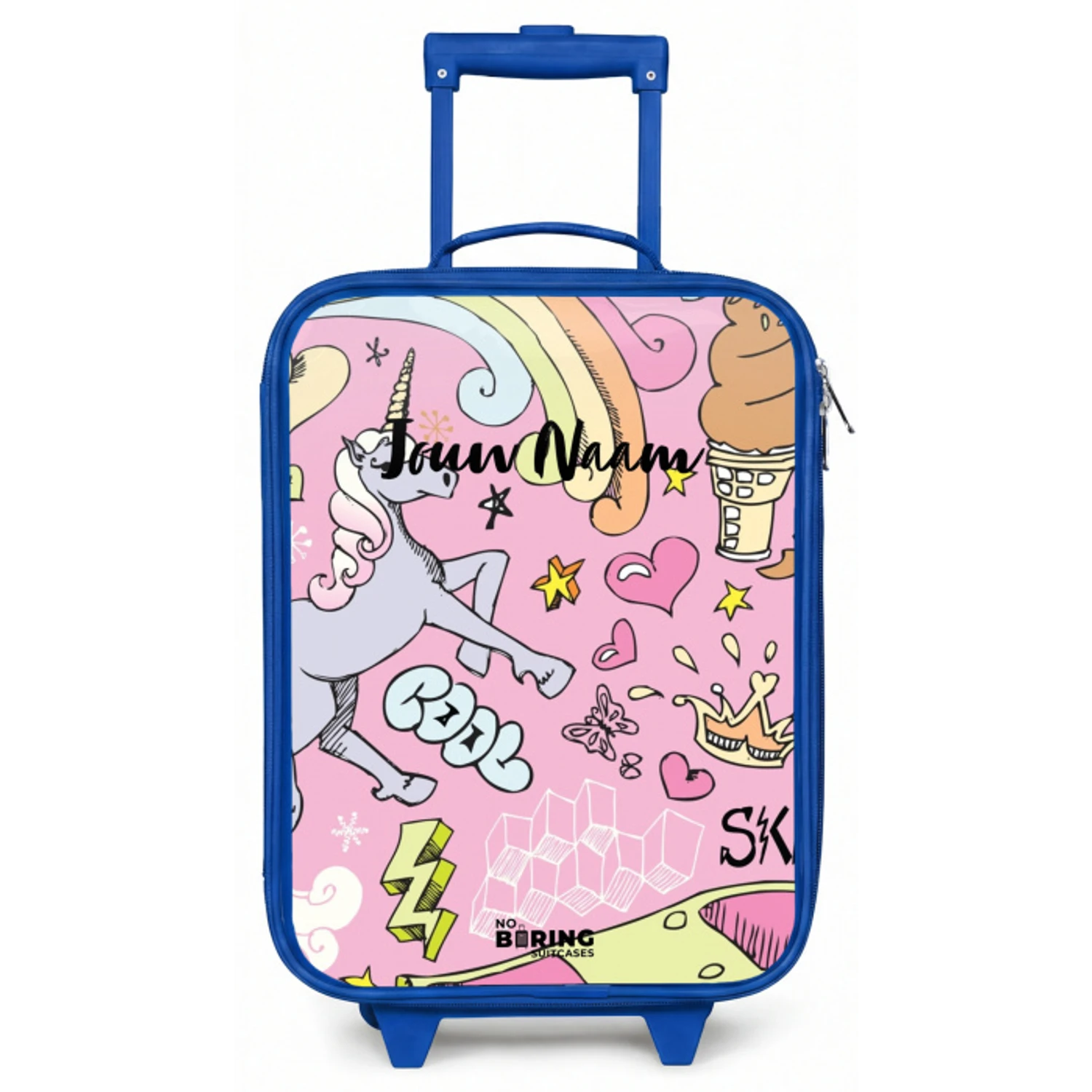 Unicorn doodles Kinderkoffer - Blauw klein -zz3dotto