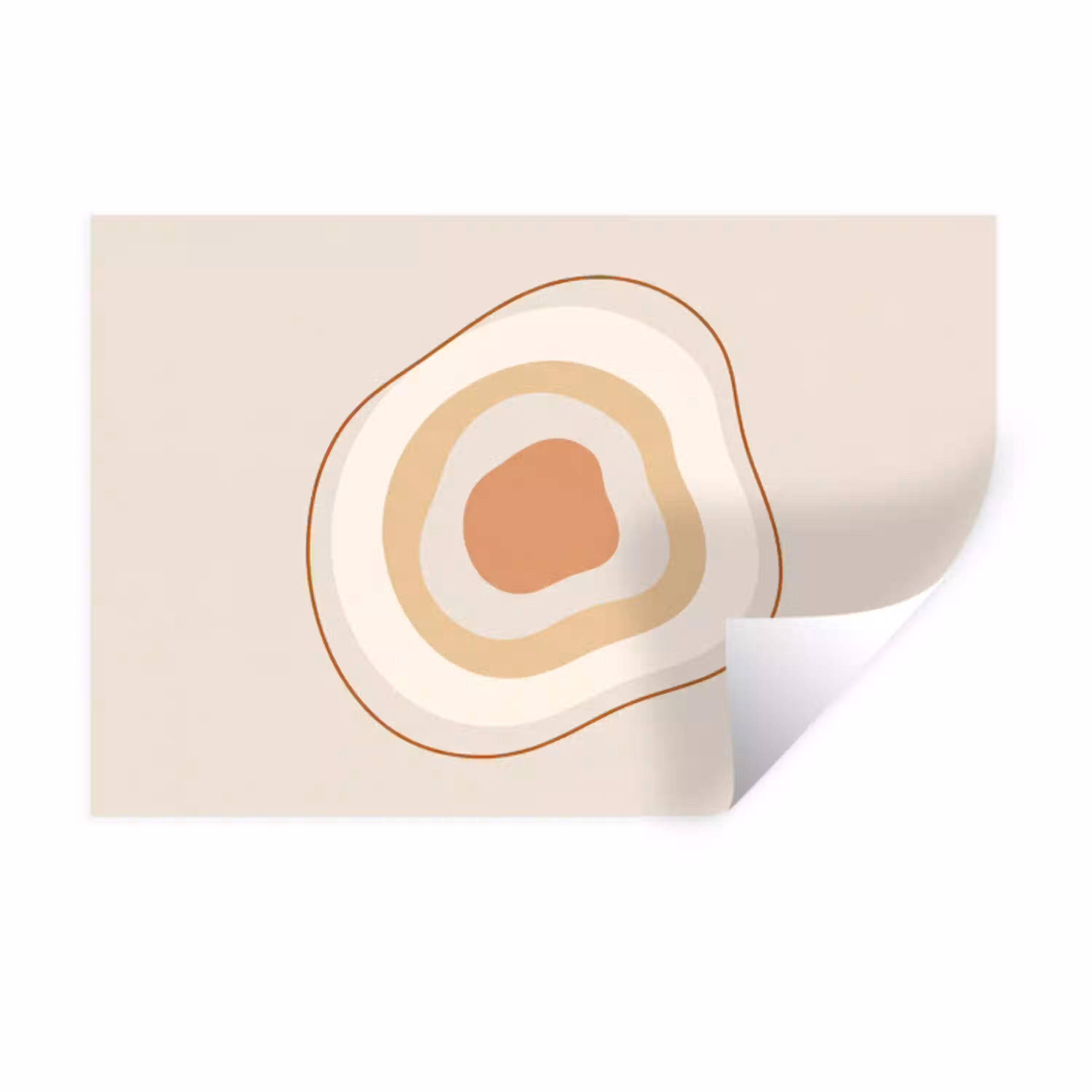 Abstract - Organisch - Modern - Beige - Kunst Muursticker klein -3d