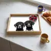 Honden - Bivakmuts - Zwart - wit Dienblad Rechthoek middel -sfeer2