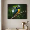 Vogel - Tak - Geel - Bladeren Textielframe zwart klein -sfeer2