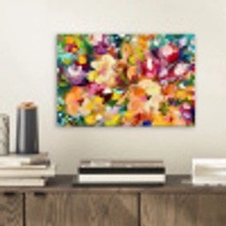 Schilderij - Olieverf - Bloemen - Regenboog aluminium wit klein -sfeer1