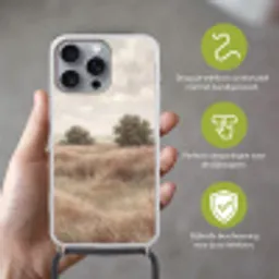 Landschap - Minimalistisch - Beige Hoesje iPhone 16 Pro Max met koord klein -sfeer2_NL