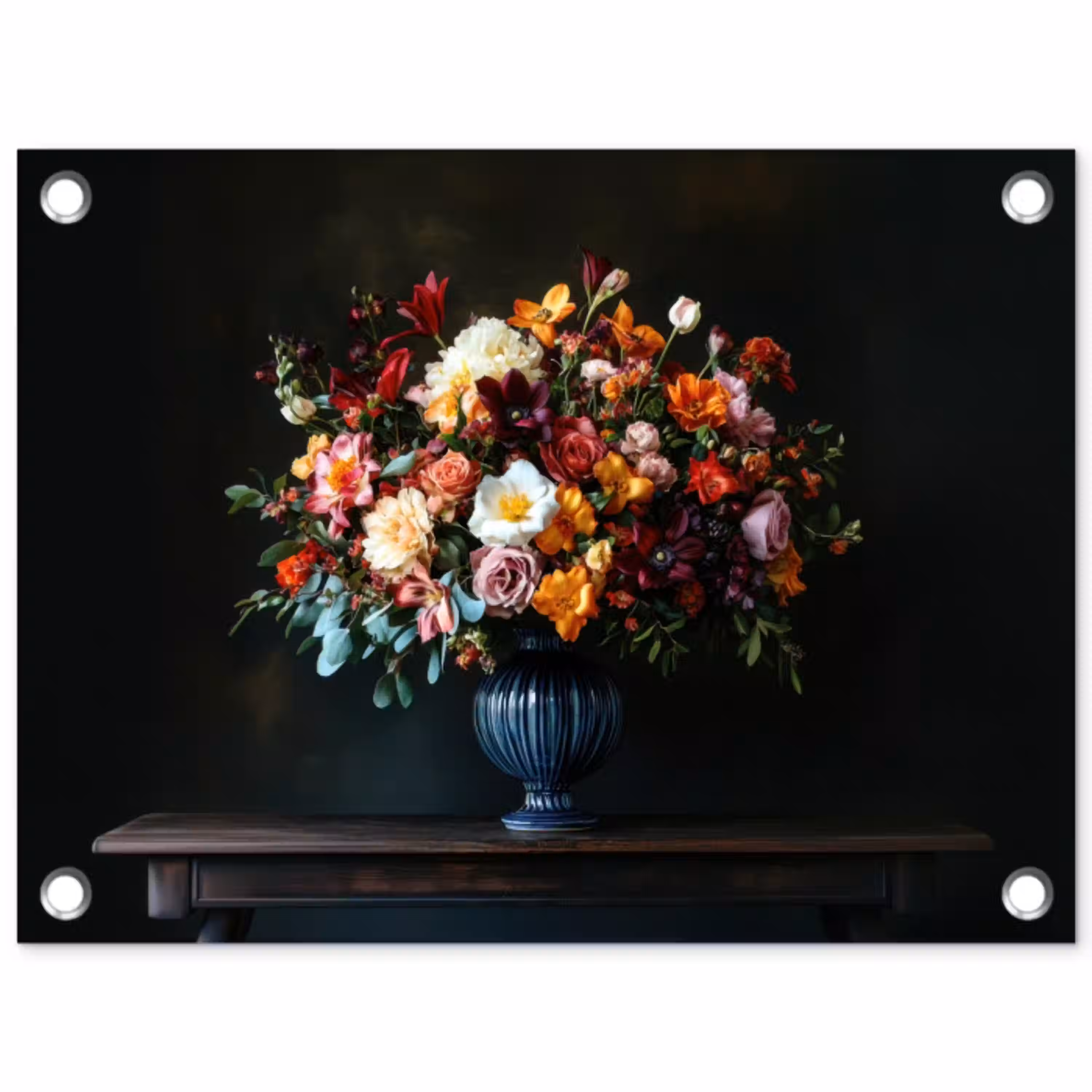 Groot - Bloemen - Vaas - Boeket tuinposter los doek klein -3d