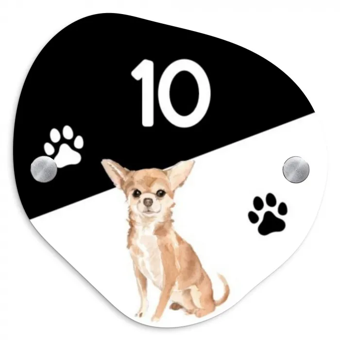 Zwart wit - Huisdier - Chihuahua Naambord Organisch middel -3d