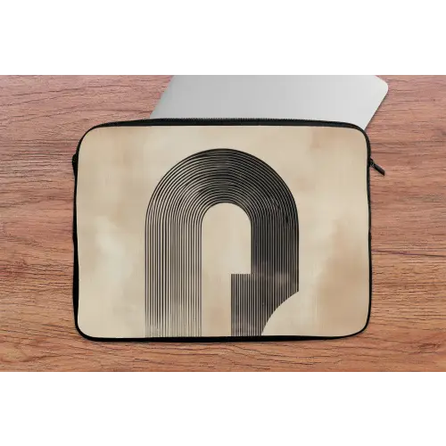 Boog -  Strepen - Minimalistisch - Zwart laptophoes neopreen klein -tafel