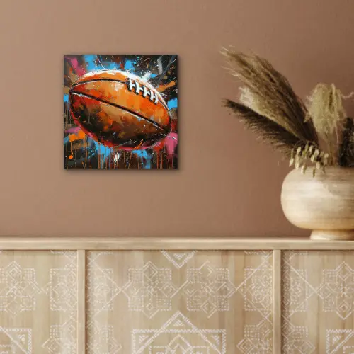Graffiti - Rugby - Kleurrijk - Rugbybal aluminium wit klein -sfeer4