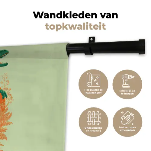 Dinosaurus - Groen - Planten - Cirkel Wandkleed katoen klein -sfeer2