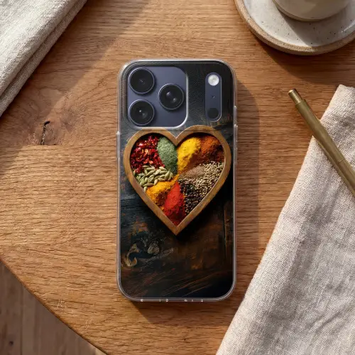Houten - Hart - Kleurrijke - Specerijen Telefoonhoesje iPhone 17 Pro klein -sfeer1
