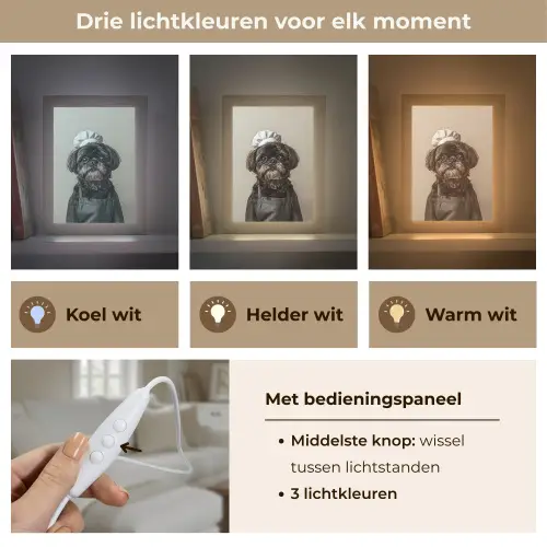 Kokskleding - Zwart - Hondje Light Box met kabel (Tafellamp) klein -USP_lichtkleurNL