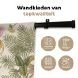 Vogels - Tropisch - Botanisch - Roze Wandkleed katoen klein -sfeer2