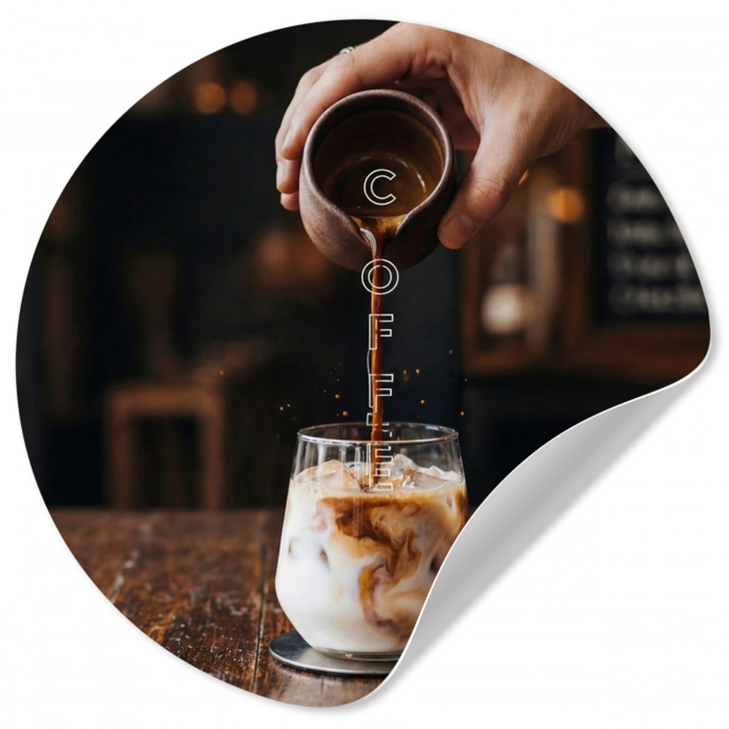 Espresso - Melk - Café Wandcirkel behangsticker klein -3d