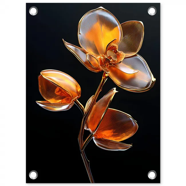 Bloem - Orchidee - Oranje tuinposter los doek klein -3d