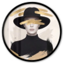 Vrouw - Portret - Modern - Goud - Kunst Fotolijst rond zonder passe partout klein -3d