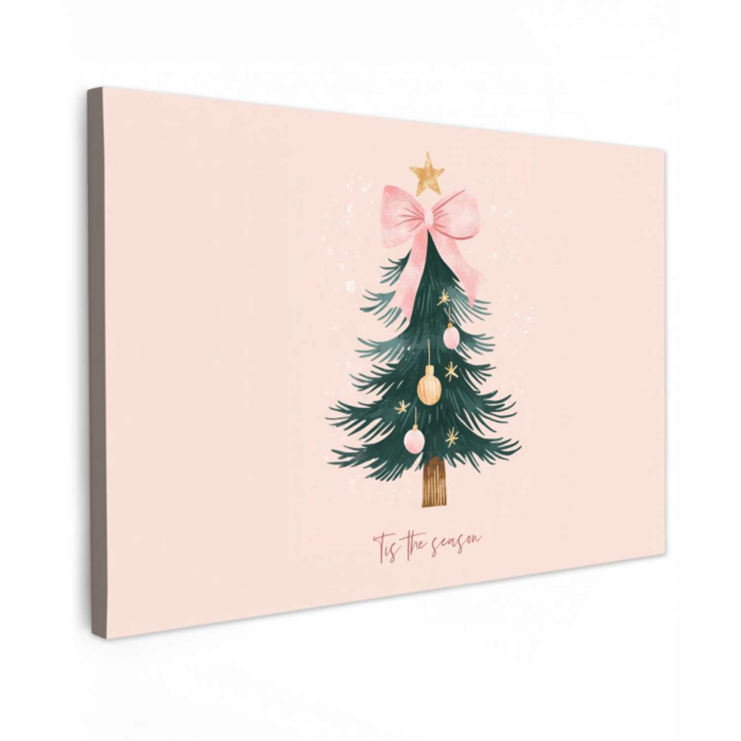 Christmas Season - Kerst - Kerstboom - Roze Tuinposter op houten frame 2 cm dik klein -3d