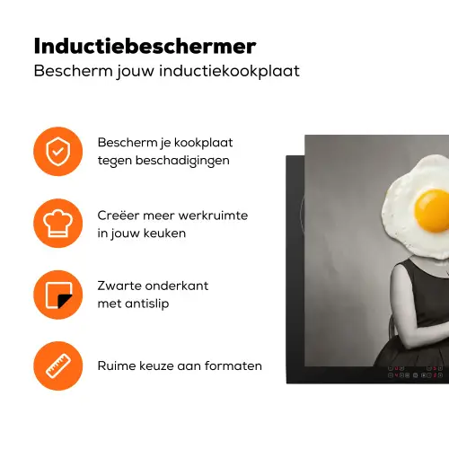 Ontbijt - Koppel - Ei - Brood Inductie beschermer vinyl 3mm klein -zzzzzzz-td-ups