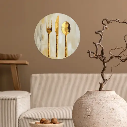 Verf - Goud - Bestek Wandcirkel behangsticker klein -sfeer1