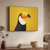 Toekan - Minimalistisch - Snavel - Oranje Textielframe - compleet frame klein -sfeer3