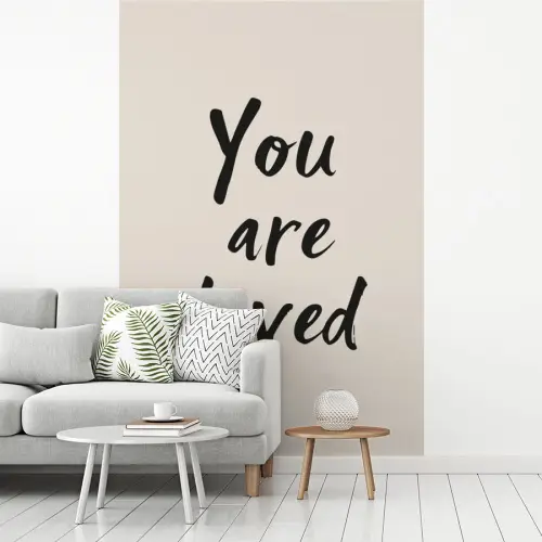 Minimalistisch - Beige - Love fotobehang vinyl groot -woonkamer
