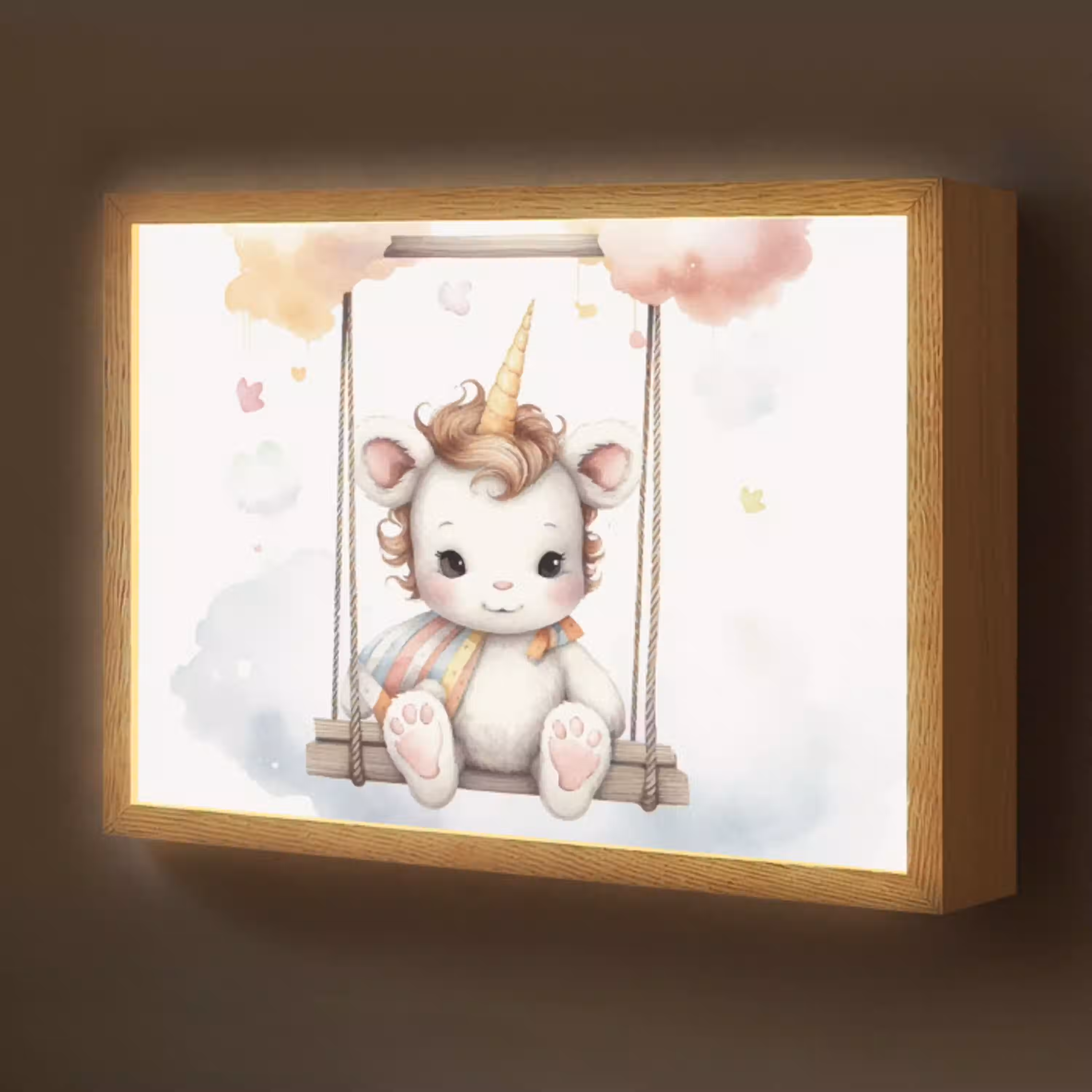 Eenhoorn - Dier - Kinderen - Unicorn Light Box met batterij (Wandlamp kind) middel -z3d_website