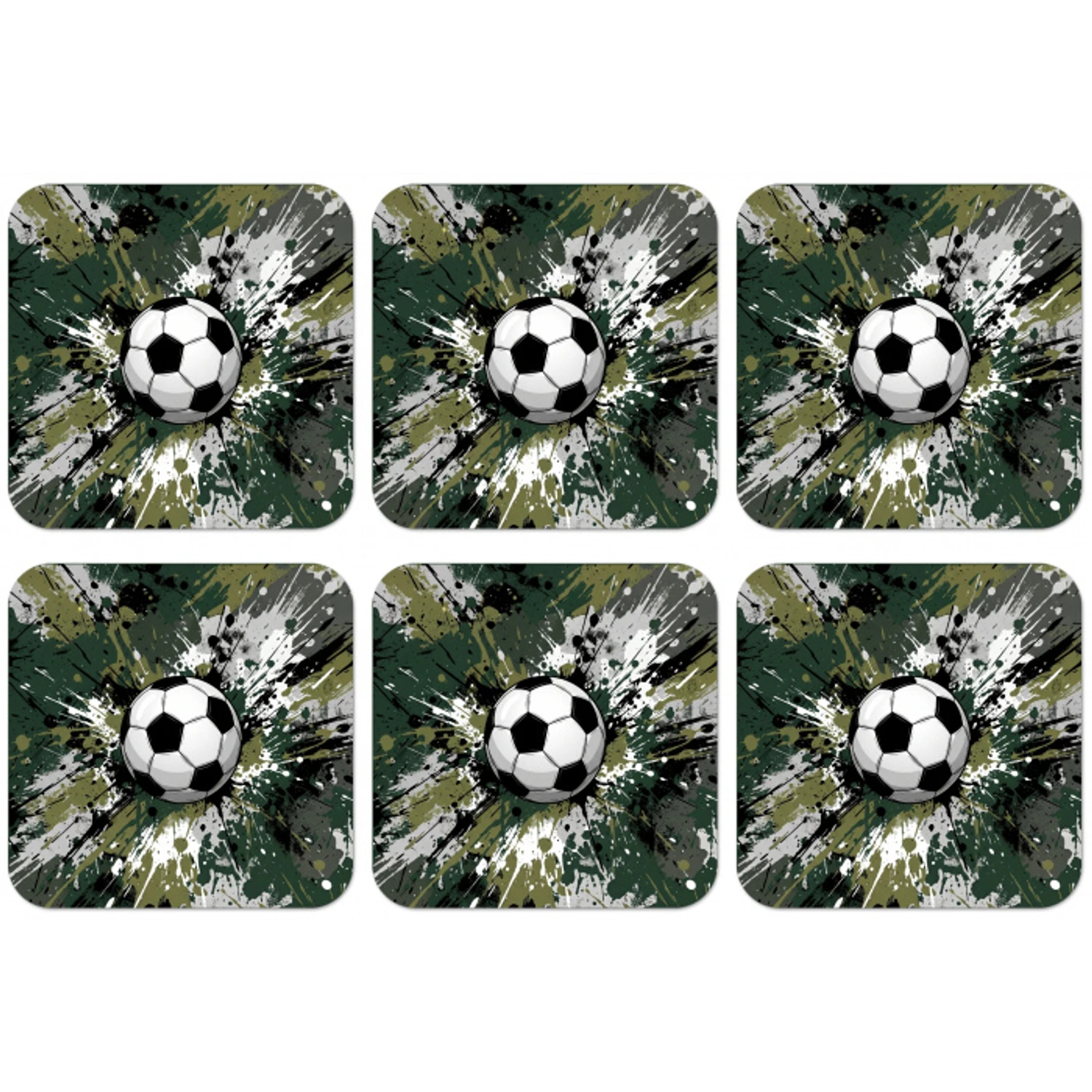 Voetbal - Verf - Spetters - Groen onderzetter kurk middel -zkaufland3dotto