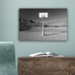 Basketbalpaal - Landschap - Zand - Wit canvas 2cm klein -sfeer4