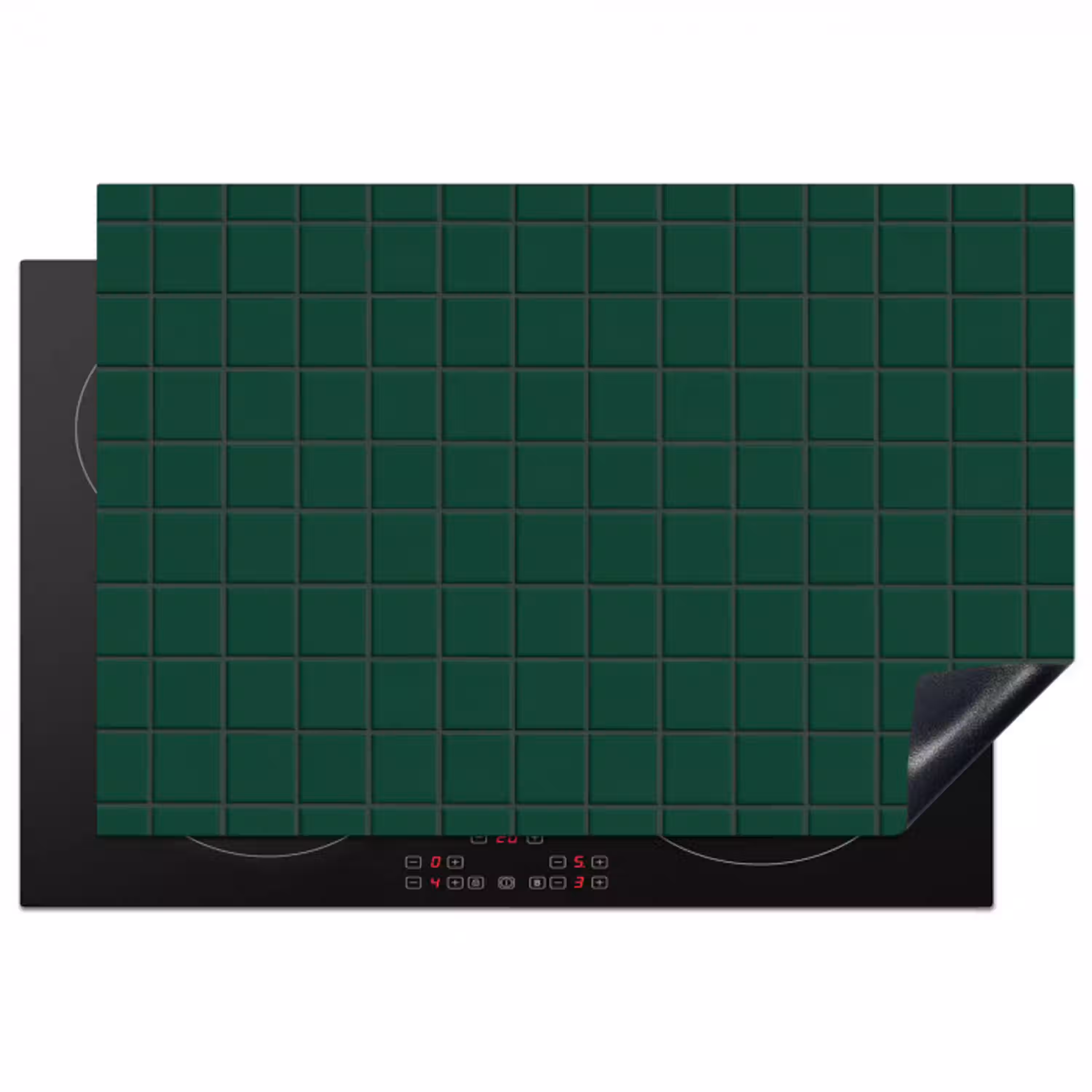 Patroon - Tegels - Dennen - Groen Inductie beschermer vinyl 3mm klein 276 -3d