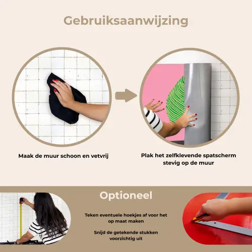 Illustratie - Blad - Minimalistisch - Groen keuken achterwand spatscherm klein -gebruiksaanwijzing_NL