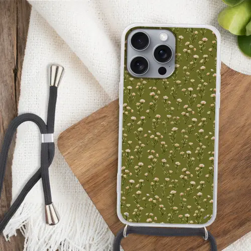Landelijk - Bloemen -  Groen Hoesje iPhone 16 Pro Max met koord klein 804 -sfeer4